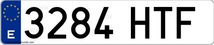 Ejemplo de matrícula española 3284 HTF