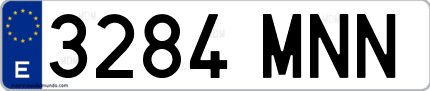 Ejemplo de matrícula de coche ordinaria 3284 MNN