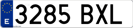 Ejemplo de matrícula de coche ordinaria 3285 BXL