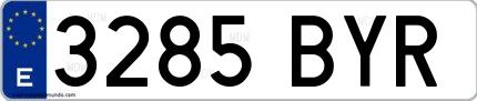 Ejemplo de matrícula española 3285 BYR