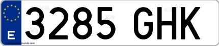 Ejemplo de matrícula española 3285 GHK