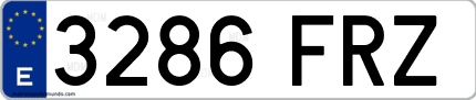 Ejemplo de matrícula de coche ordinaria 3286 FRZ