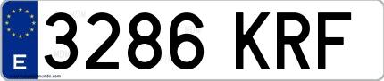 Ejemplo de matrícula española 3286 KRF