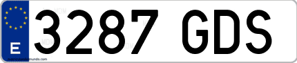 Ejemplo de matrícula de coche ordinaria 3287 GDS