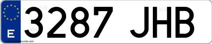 Ejemplo de matrícula española 3287 JHB