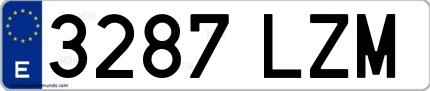 Ejemplo de matrícula española 3287 LZM