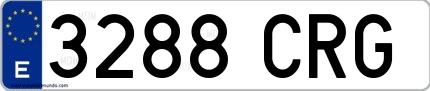 Ejemplo de matrícula española 3288 CRG