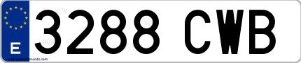 Ejemplo de matrícula española 3288 CWB