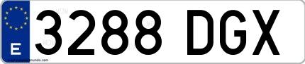 Ejemplo de matrícula española 3288 DGX