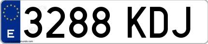 Ejemplo de matrícula española 3288 KDJ