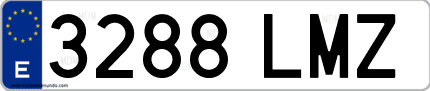 Ejemplo de matrícula de coche ordinaria 3288 LMZ