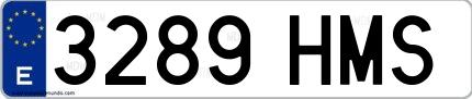 Ejemplo de matrícula española 3289 HMS