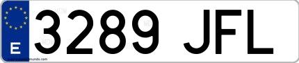 Ejemplo de matrícula española 3289 JFL