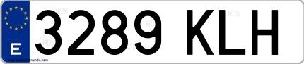 Ejemplo de matrícula española 3289 KLH