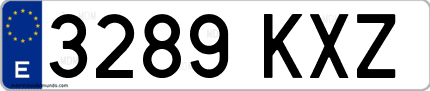 Ejemplo de matrícula de coche ordinaria 3289 KXZ