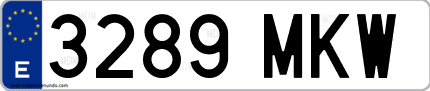 Ejemplo de matrícula de coche ordinaria 3289 MKW