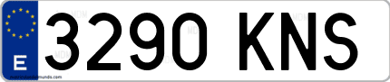 Ejemplo de matrícula de coche ordinaria 3290 KNS