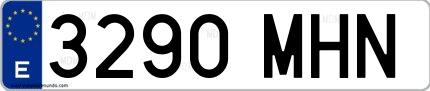 Ejemplo de matrícula española 3290 MHN