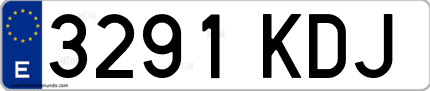 Ejemplo de matrícula de coche ordinaria 3291 KDJ