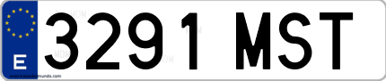 Ejemplo de matrícula de coche ordinaria 3291 MST