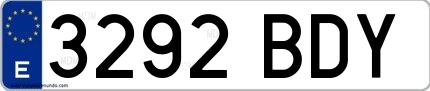 Ejemplo de matrícula española 3292 BDY