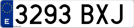 Ejemplo de matrícula de coche ordinaria 3293 BXJ