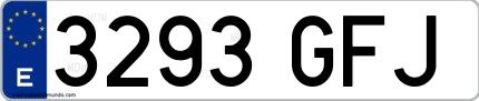 Ejemplo de matrícula española 3293 GFJ