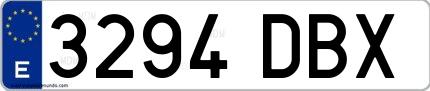 Ejemplo de matrícula española 3294 DBX