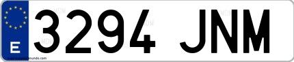 Ejemplo de matrícula española 3294 JNM
