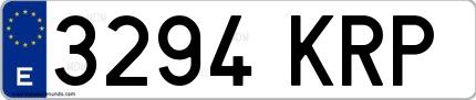 Ejemplo de matrícula española 3294 KRP
