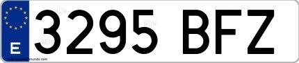 Ejemplo de matrícula española 3295 BFZ