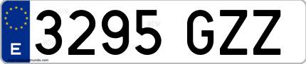 Ejemplo de matrícula de coche ordinaria 3295 GZZ