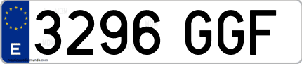 Ejemplo de matrícula de coche ordinaria 3296 GGF