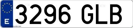 Ejemplo de matrícula española 3296 GLB