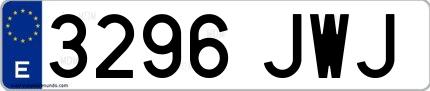 Ejemplo de matrícula española 3296 JWJ