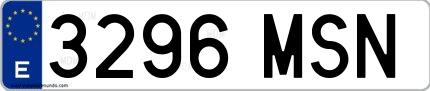 Ejemplo de matrícula española 3296 MSN