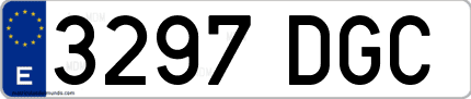Ejemplo de matrícula de coche ordinaria 3297 DGC