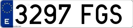Ejemplo de matrícula española 3297 FGS