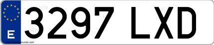 Ejemplo de matrícula española 3297 LXD