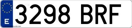 Ejemplo de matrícula española 3298 BRF