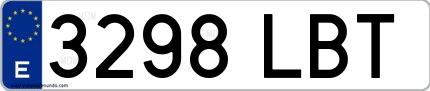 Ejemplo de matrícula española 3298 LBT