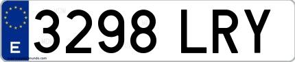 Ejemplo de matrícula española 3298 LRY