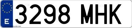 Ejemplo de matrícula española 3298 MHK