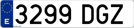 Ejemplo de matrícula española 3299 DGZ