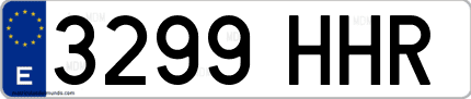 Ejemplo de matrícula de coche ordinaria 3299 HHR