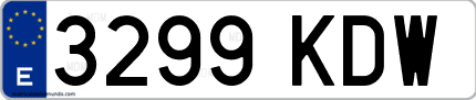 Ejemplo de matrícula de coche ordinaria 3299 KDW
