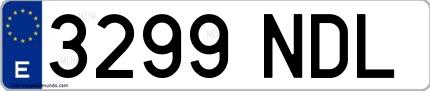 Ejemplo de matrícula española 3299 NDL