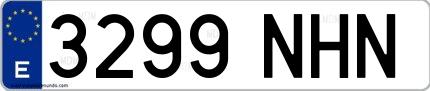 Ejemplo de matrícula española 3299 NHN