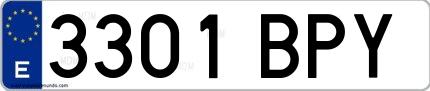 Ejemplo de matrícula española 3301 BPY