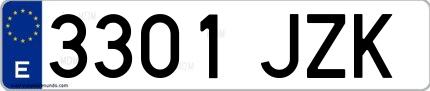 Ejemplo de matrícula española 3301 JZK
